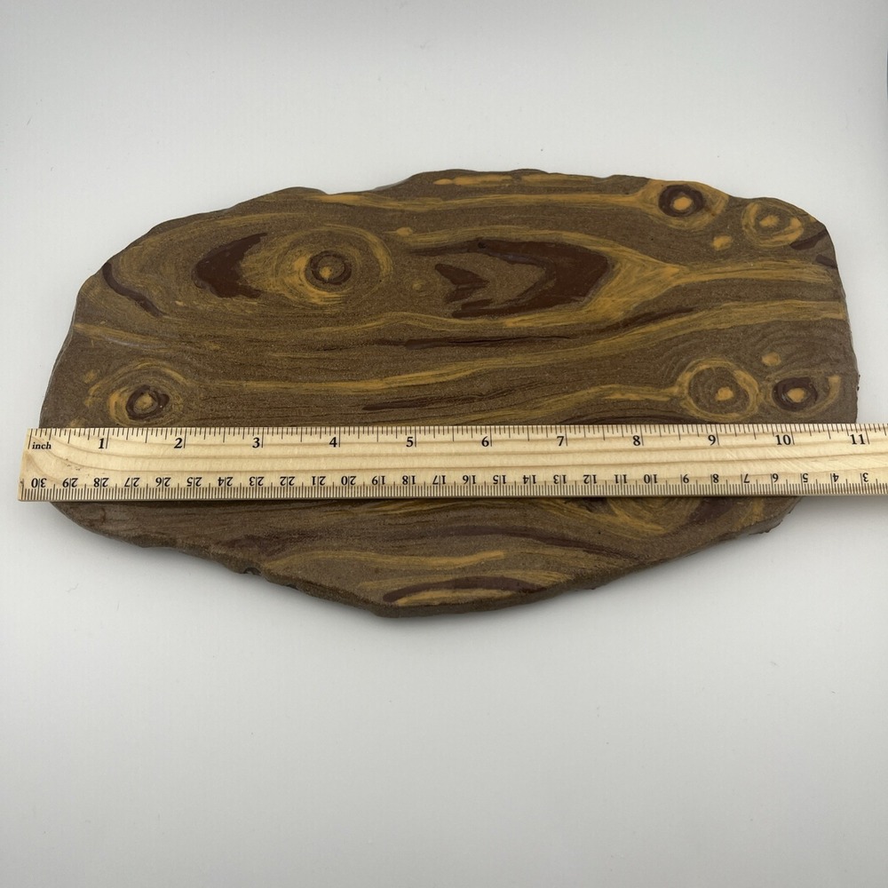 Studio Pottery Wood Pattern Platter, Signed, Cheese Or Charcuterie Ceramic Board - Picture 7 of 12
